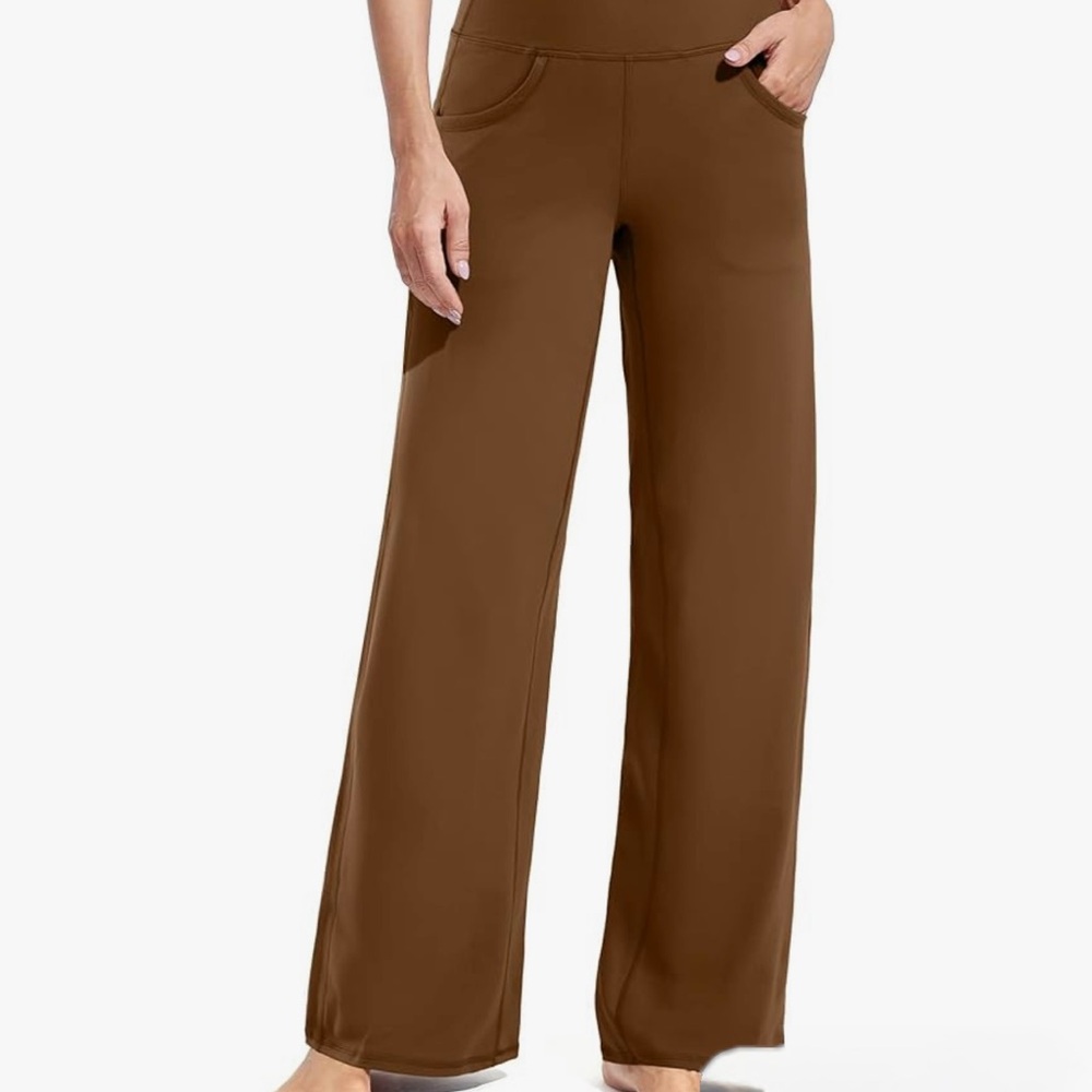 Caramel Brown Women's Wide-Leg four way stretch Pants - size large tall